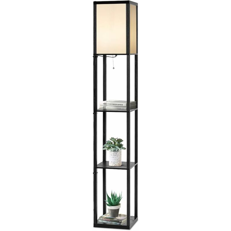 foto del prodotto goplus lampada da terra con struttura in legno h 160cm triplo spazio per i ripiani