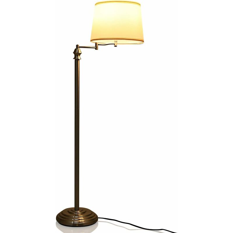 foto del prodotto goplus lampada da terra moderna, braccio estensibile, paralume in tessuto di pvc, base tonda antiribaltamento, compatibile con lampadina e27