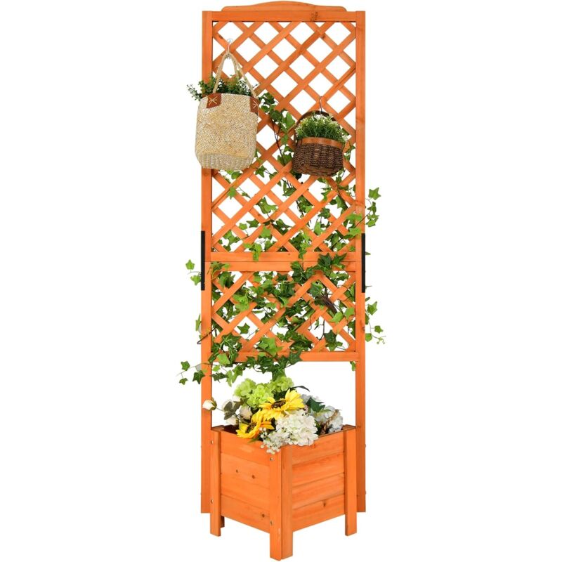 foto del prodotto goplus letto da giardino rialzato, con traliccio alto per interni ed esterni, fioriera indipendente con piedini rialzati foro di drenaggio, per