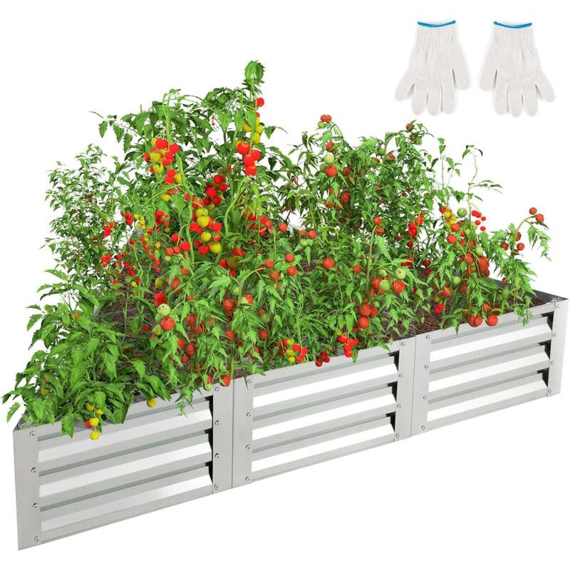 foto del prodotto goplus letto da giardino, vaso triangolare in metallo rialzato con 6 spazi per ortaggi, frutta, erbe, fiori, orto all aperto con base aperta per