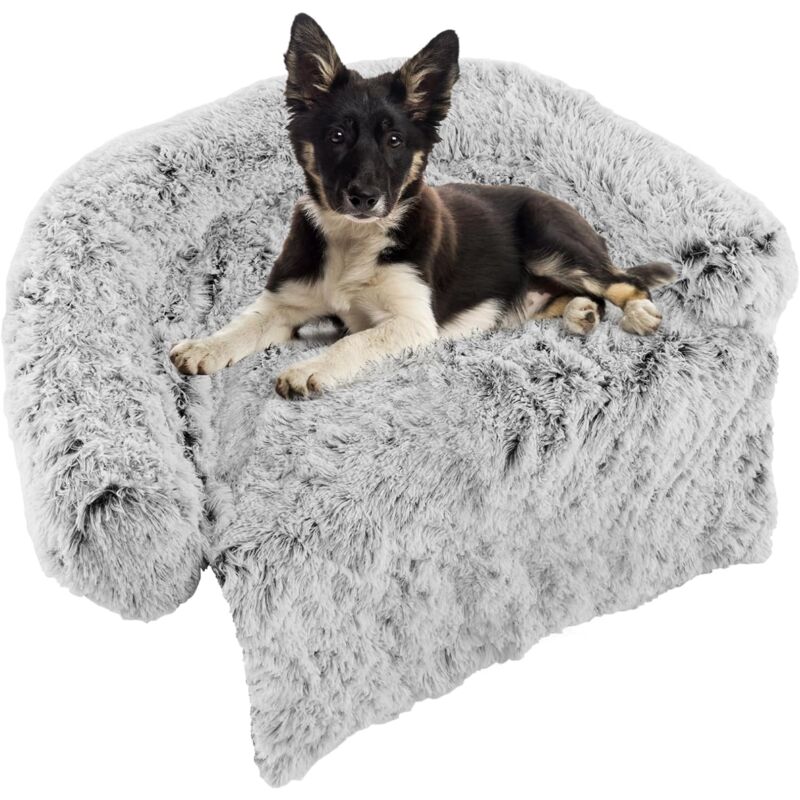 foto del prodotto goplus letto per cani in peluche, tappettini da letto per cani con rivestimento rimovibile e lavabile, cuccia per animali domestici m, grigio 