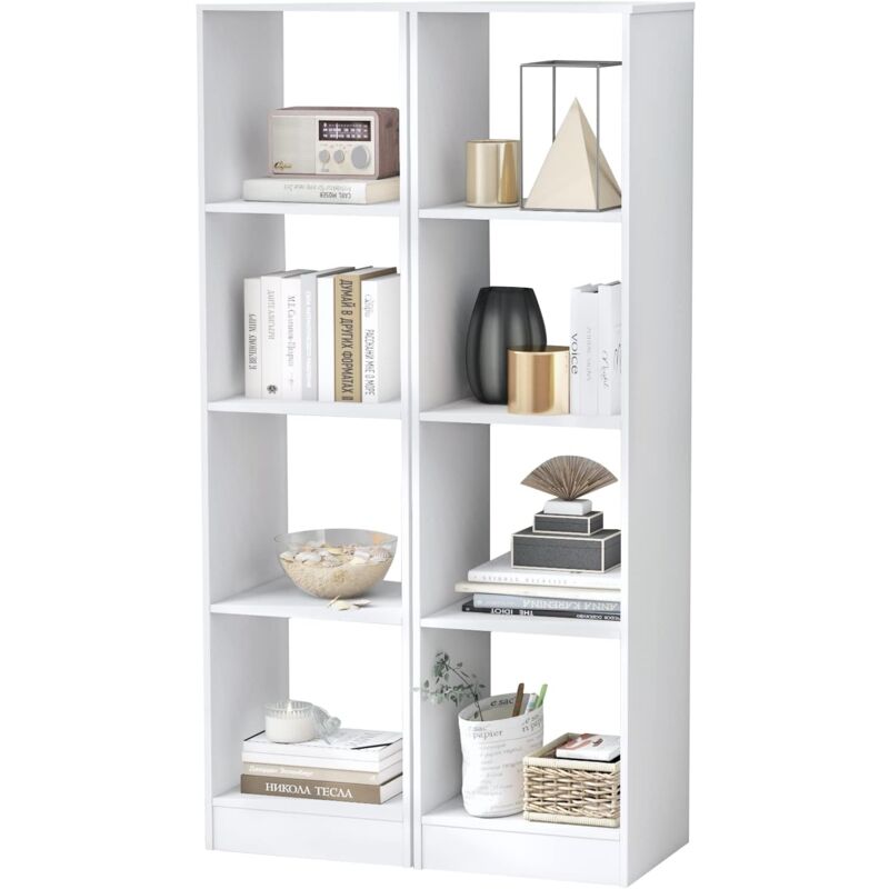 foto del prodotto goplus libreria a 4 cubi e 5 ripiani, libreria a colonna da terra, scaffale libreria con sistema antiribaltamento, armadietto organizzatore