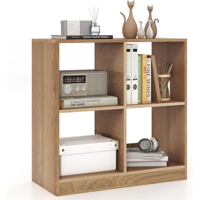 foto del prodotto goplus libreria a 4 cubi, libreria sailvaspazio con ripiani aperti, dispositivo antiribaltamento, per camera da letto, soggiorno, studio, 73 x 33 x