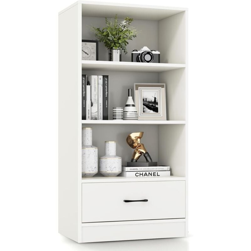 foto del prodotto goplus libreria autoportante con 3 vani a giorno, contenitore con dispositivo antiribaltamento, scaffale a 4 livelli per soggiorno, camera da letto