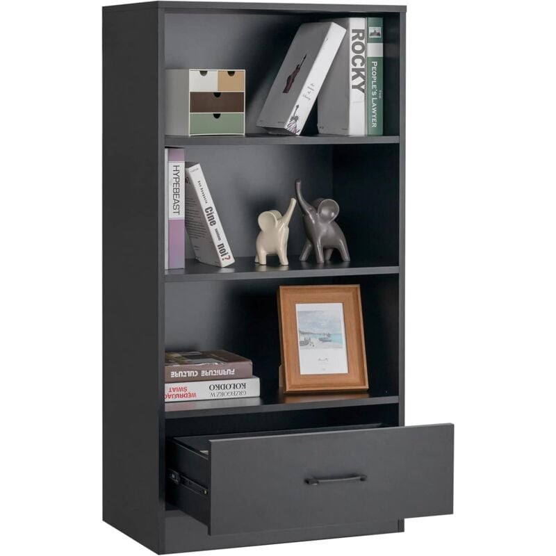 foto del prodotto goplus libreria autoportante con 3 vani a giorno, contenitore con dispositivo antiribaltamento, scaffale a 4 livelli per soggiorno, camera da letto e