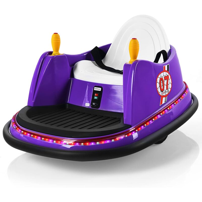 foto del prodotto goplus macchina autoscontri 6 v per bambini, macchina giocattolo a batteria con telecomando 2,4 g, luci lampeggianti, musica, joystick, veicolo