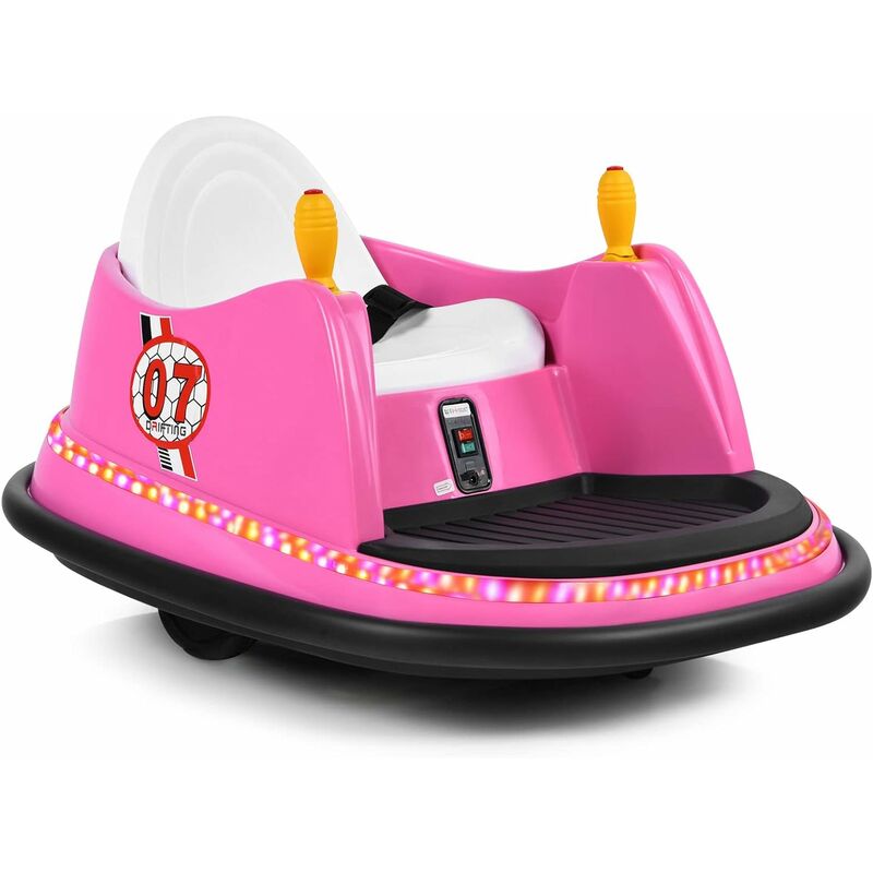 foto del prodotto goplus macchina autoscontri 6 v per bambini, macchina giocattolo a batteria con telecomando 2,4 g, luci lampeggianti, musica, joystick, veicolo