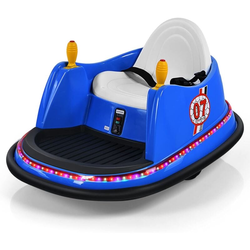 foto del prodotto goplus macchina autoscontri 6 v per bambini, macchina giocattolo a batteria con telecomando 2,4 g, luci lampeggianti, musica, joystick, veicolo