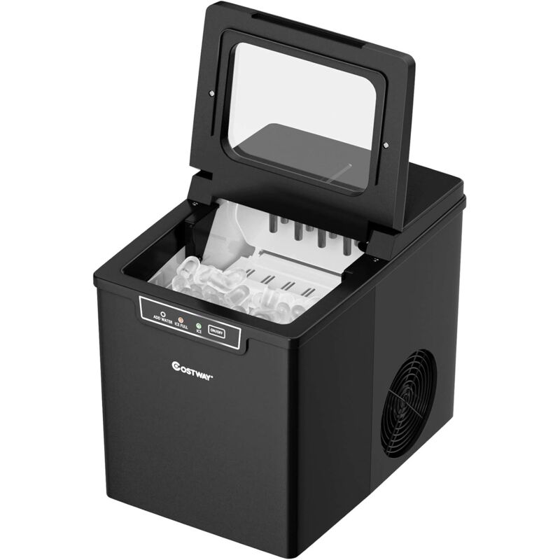 foto del prodotto goplus macchina da ghiaccio con spia luminosa, 2 dimensioni di cubetti di ghiaccio tra cui scegliere, 12 kg al giorno, facile da usare e