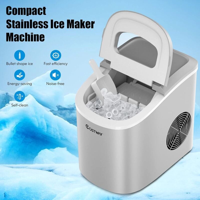 foto del prodotto goplus macchina per ghiaccio, produzione giornaliera di 12 kg, ciclo di produzione di 6 13 minuti, serbatoio dell acqua con capacit di 2,2 l,