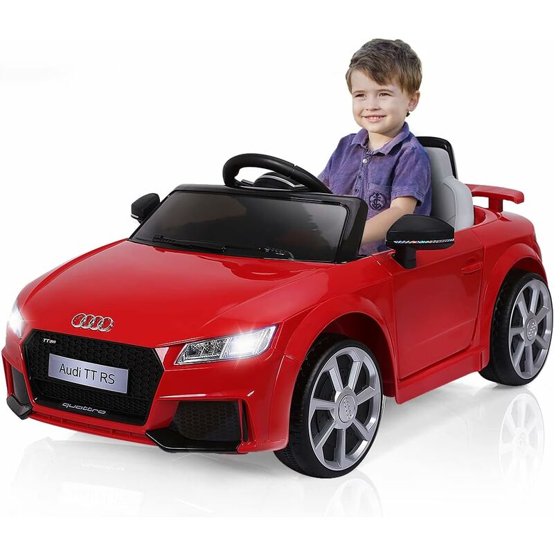 foto del prodotto goplus macchinina per bambini, auto macchina elettrica giocattolo, con luci, suoni ,lettore mp3 e cintura di sicurezza, 103x61,5x45 cm bianco 