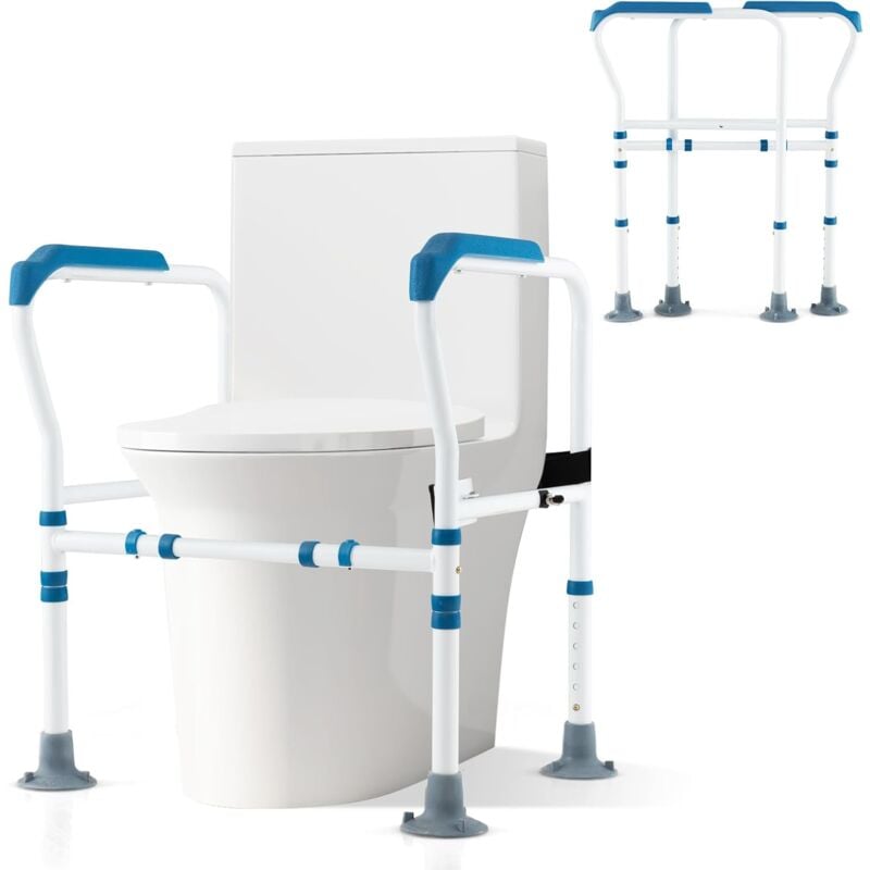 foto del prodotto goplus maniglia per wc anziani, supporto per alzarsi dal wc con altezza e larghezza regolabili, per anziani o disabili, ausilio per wc