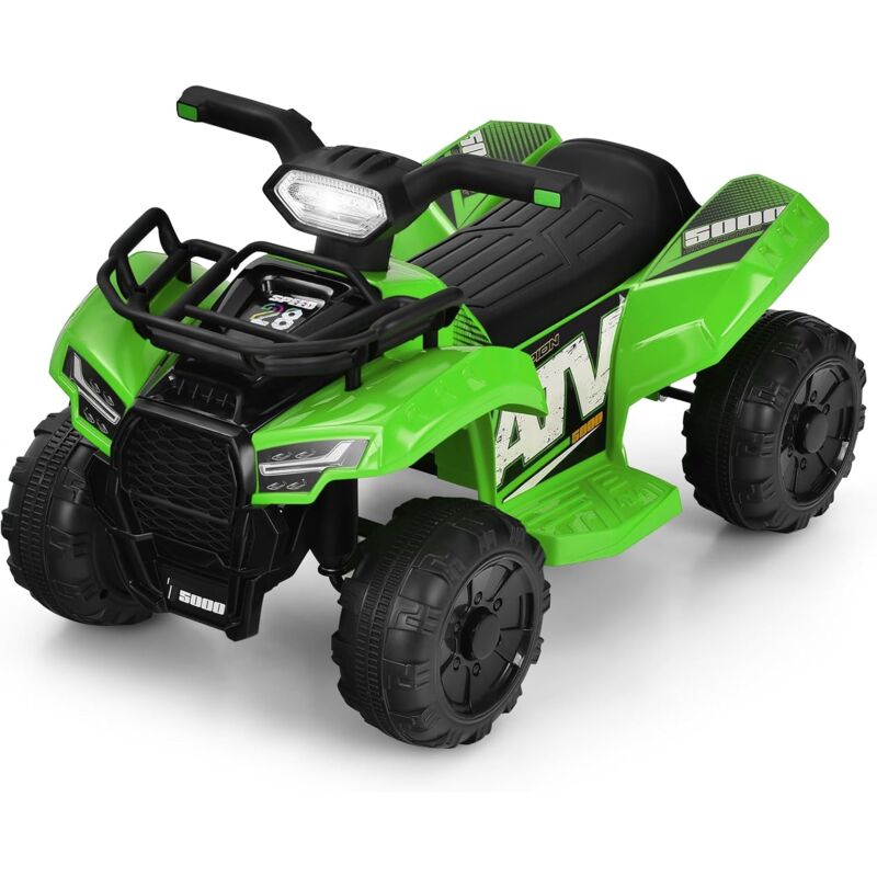 foto del prodotto goplus mini quad elettrico per bambini 6v, con musica, clacson, usb e fari a led, quad elettrico per bambini con poggiapiedi e 4 ruote per 18 36