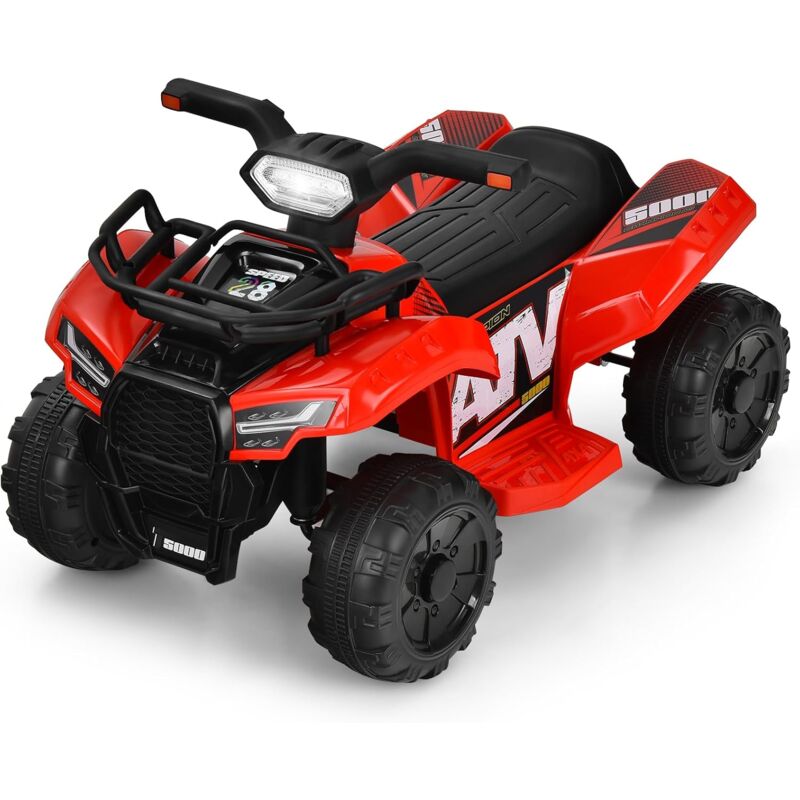 foto del prodotto goplus mini quad elettrico per bambini 6v, con musica, clacson, usb e fari a led, quad elettrico per bambini con poggiapiedi e 4 ruote per 18 36