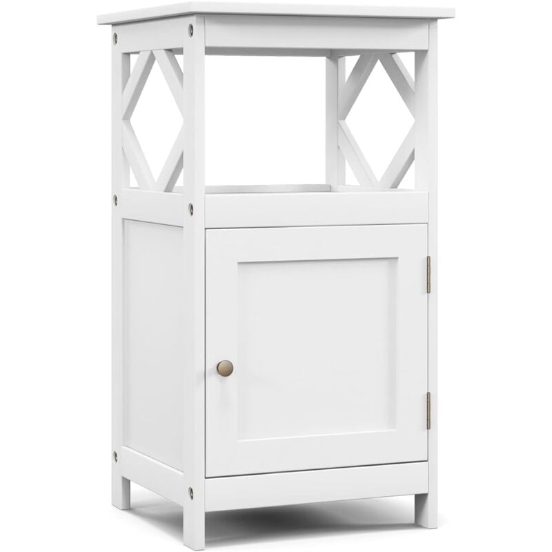 foto del prodotto goplus mobiletto per bagno, mobiletto salvaspazio per bagno con anta e vano aperto, mobile multiuso per bagno, soggiorno, camera da letto,