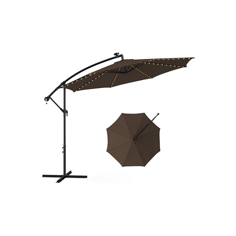 foto del prodotto goplus ombrellone da giardino, 3 m x 2,45 m, con luci solari, angolo regolabile