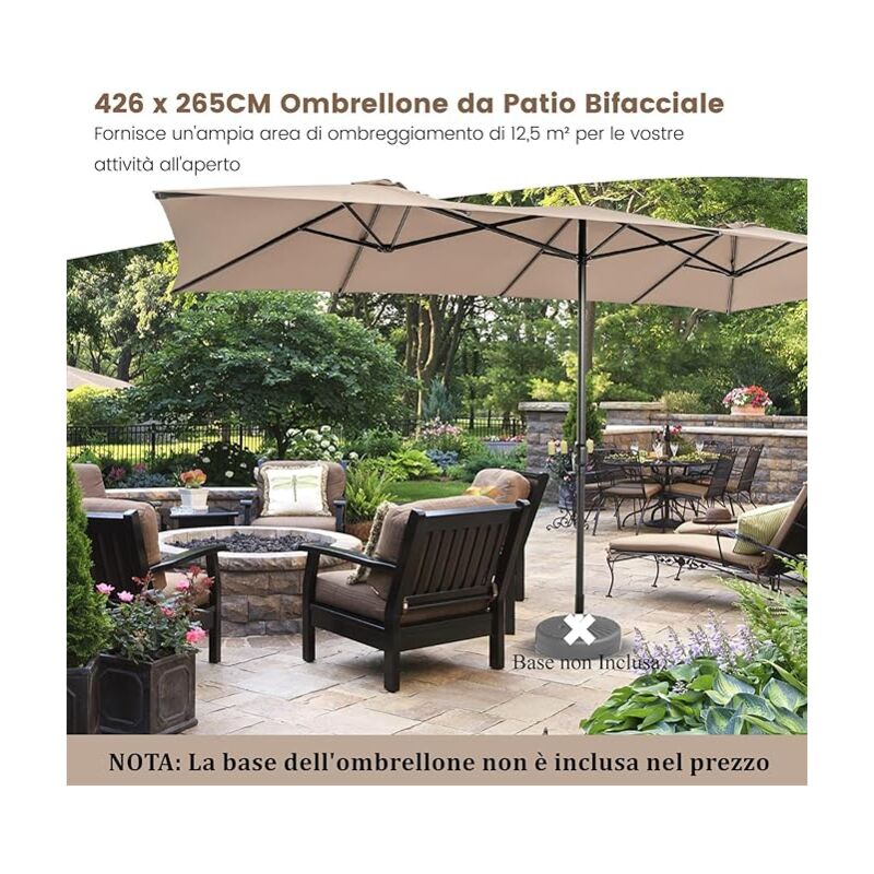 foto del prodotto goplus ombrellone da giardino, con doppio tettuccio, 426 x 265 x 260 cm