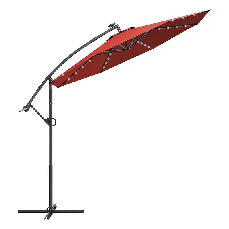 foto del prodotto goplus ombrellone da giardino, con luci solari, 3 m x 2,45 m