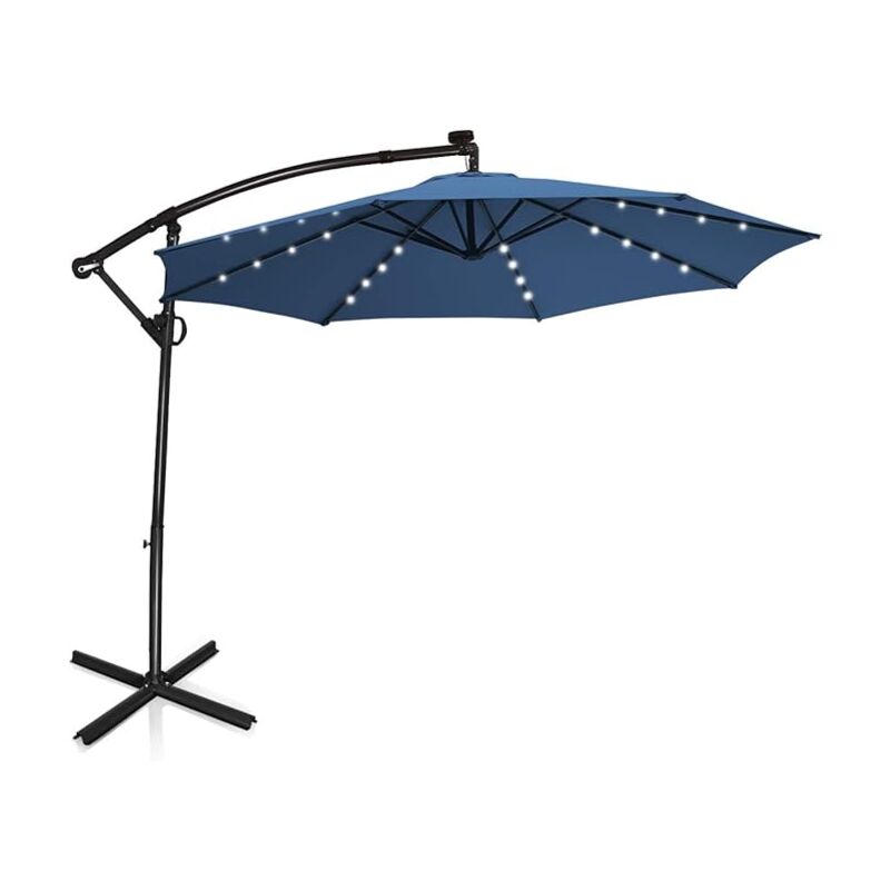 foto del prodotto goplus ombrellone da giardino, con luci solari, 3 m x 2,45 m
