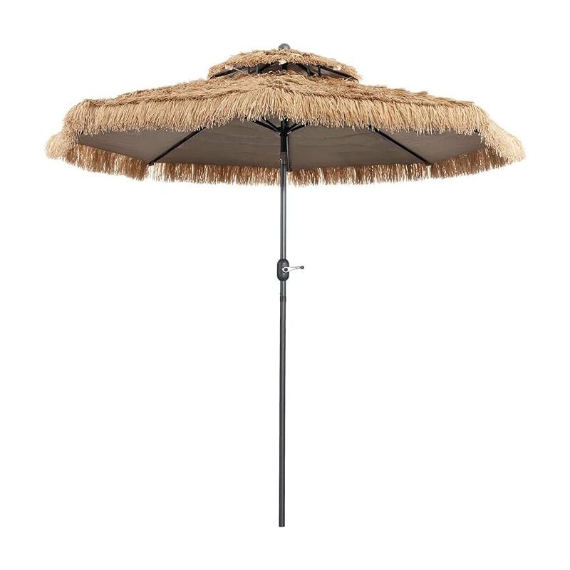 foto del prodotto goplus ombrellone in paglia, doppia strato, struttura stabile in ferro e antivento, adatto per spiaggia, giardino, design moderno 3 m 