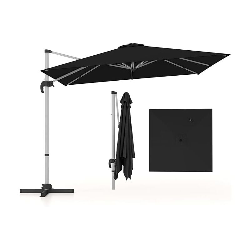 foto del prodotto goplus ombrellone laterale, altezza e angoli regolabili, ombrellone impermeabile e antivento con base stabile, per giardino e spiaggia, 300 x 300