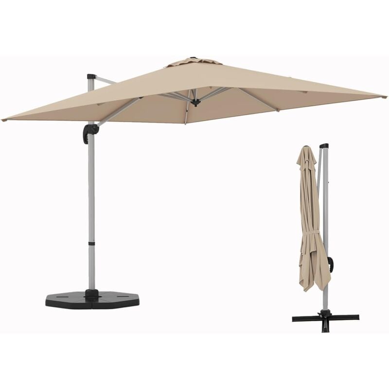 foto del prodotto goplus ombrellone laterale, altezza e angoli regolabili, ombrellone impermeabile e antivento con base stabile, per giardino e spiaggia, 300 x 300