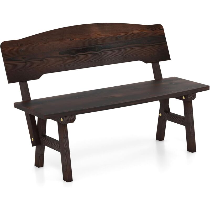 foto del prodotto goplus panchina da esterno, sedile in legno di abete con schienale reclinabile, panca 2 posti per patio e giardino, 120 x 51 x 78 cm, stile