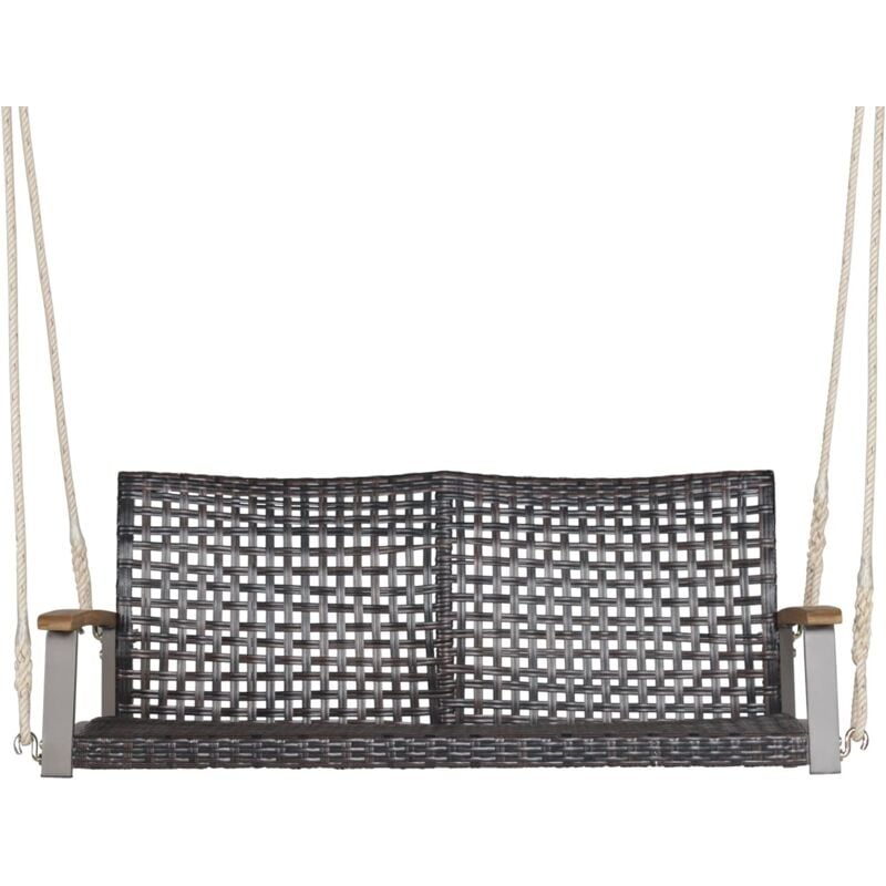 foto del prodotto goplus panchina dondolo sospeso da giardino con 2 posti, portata di 360 kg, panca da appendere in rattan, seduta spaziosa, con schienale e braccioli,