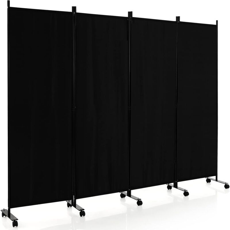 foto del prodotto goplus paravento con ruote, da interno esterno, in metallo, piedini stabili, separ divisorio, per soggiorno, camera da letto, ufficio 4 pannelli,