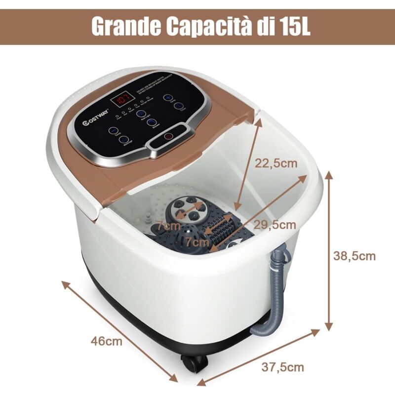 foto del prodotto goplus pediluvio idromassaggio elettrico con funzione di temporizzazione, massaggiatore piedi con idromassaggio plantare e riscaldamento