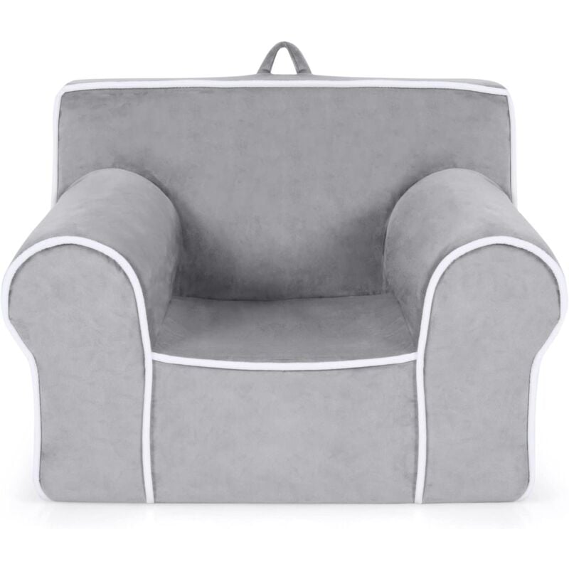 foto del prodotto goplus poltrona per bambini, divano per bambini con braccioli e schienale, in schiuma sfoderabile, per bambini 0 5 anni, 68 x 46 x 50 cm grigio 
