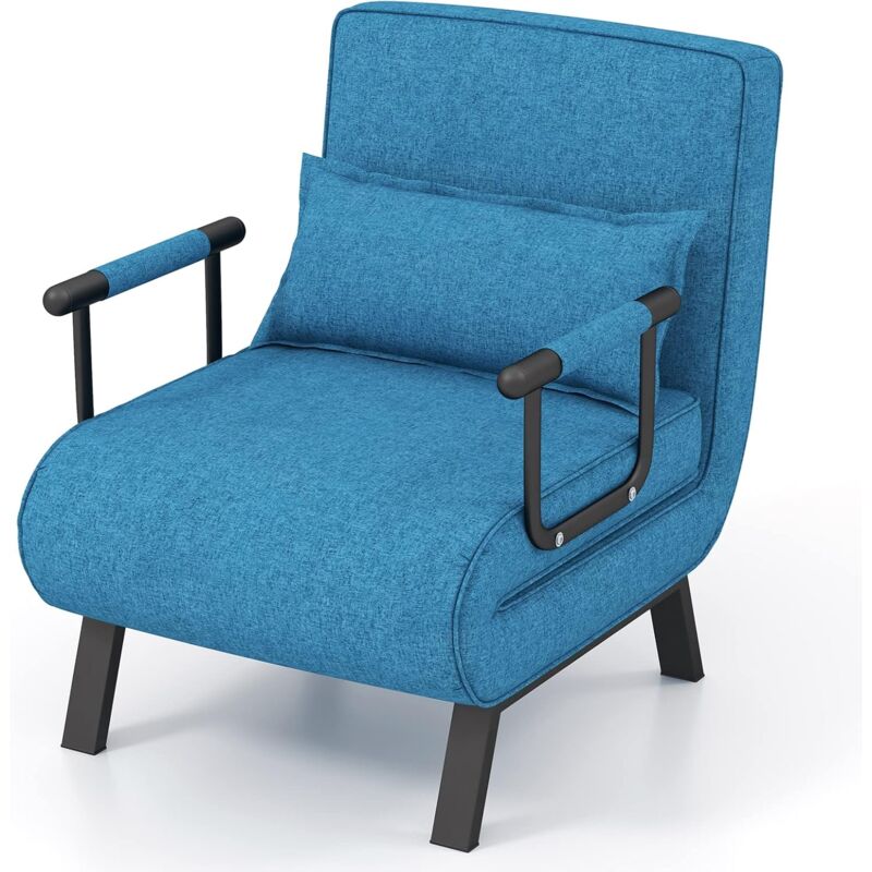 foto del prodotto goplus poltrona pieghevole 4 in 1, con funzione letto, cuscino imbottito, sedia rilassante con schienale regolabile a 6 posizioni, salvaspazio per