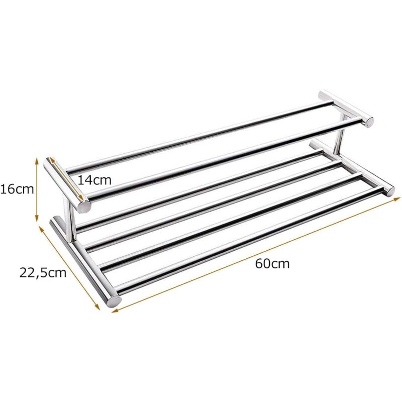 foto del prodotto goplus porta asciugamani da muro con 6 barre, supporto per asciugamani da bagno a 2 strati per posizionare e appendere, in acciaio inossidabile, 60