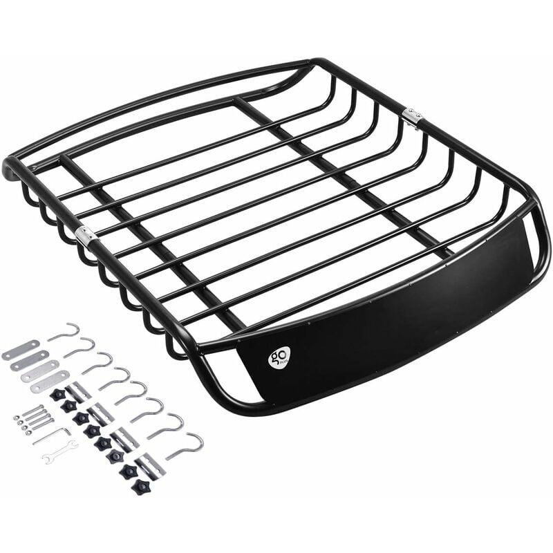 foto del prodotto goplus portapacchi tetto auto universale portabagagli auto in metallo, bagagliaio tetto cestello nero 120x98x16,5 cm