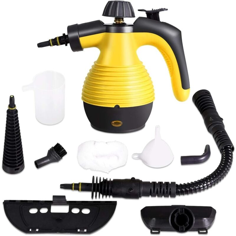 foto del prodotto goplus pulitore a vapore portatile, con 9 accessori per rimuovere macchie, tappeti, tende, 3 bar ad alta pressione per cucina e bagno, 350ml, giallo