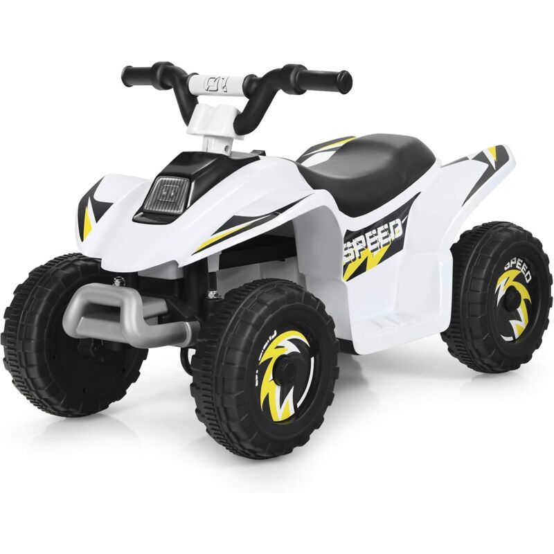 foto del prodotto goplus quad elettrico per bambini 3 anni, veicolo cavalcabile per bambini 6v, con funzione avanti e indietro, 72 x 39,5 x 45,5 cm bianco 
