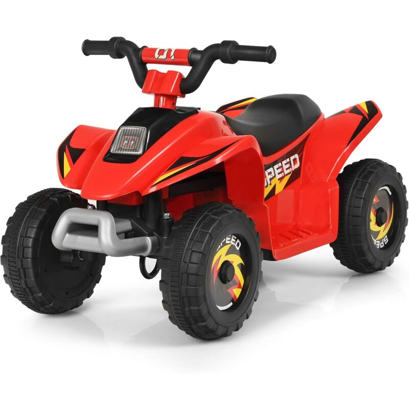 foto del prodotto goplus quad elettrico per bambini 3 anni, veicolo cavalcabile per bambini 6v, con funzione avanti e indietro, 72 x 39,5 x 45,5 cm rosso 
