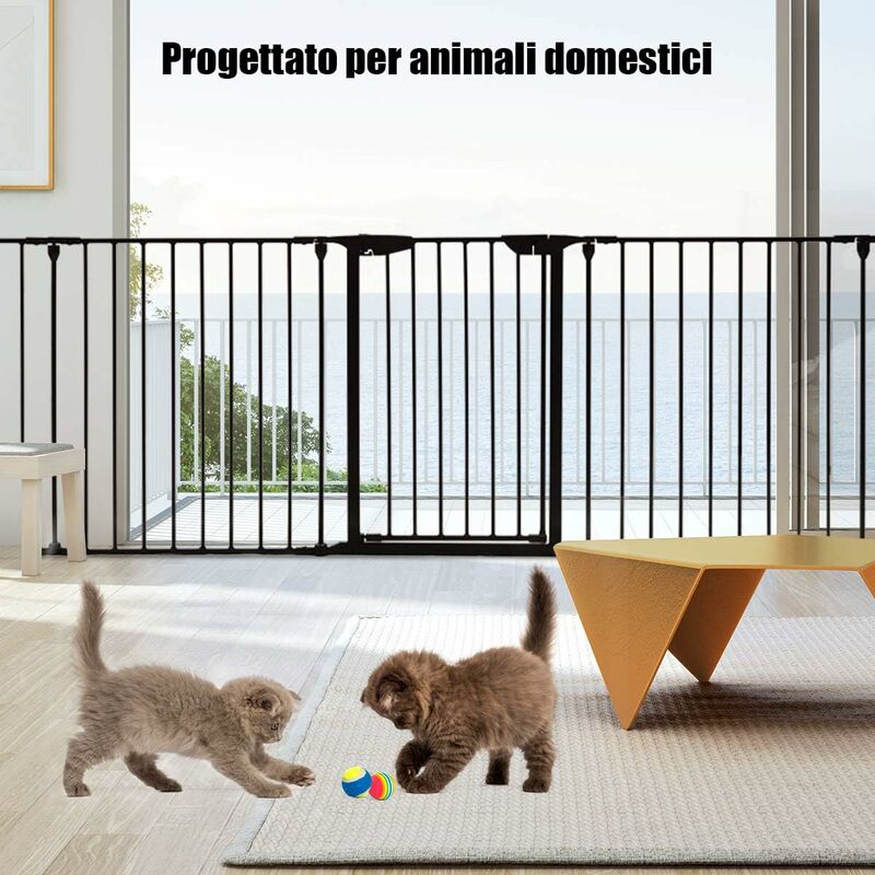 foto del prodotto goplus recinto ferro di 6 pannelli, barriera per animali domastici,da casa e giardino, nero bianco 380x74,5 cm nero 