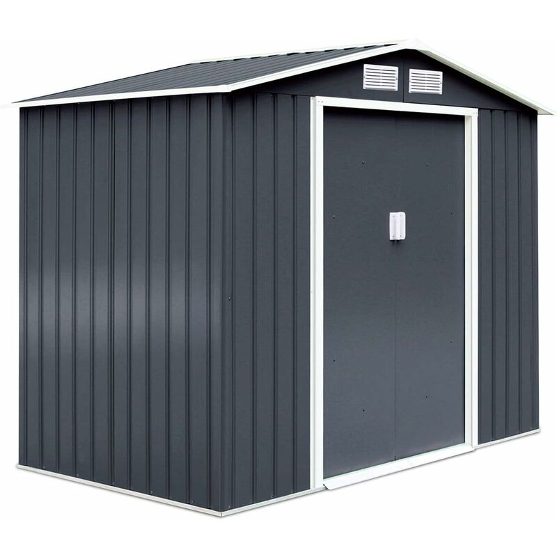 foto del prodotto goplus ripostiglio da esterno armadio da giardino box casetta in acciao e zinco 277x192x191cm, grigio