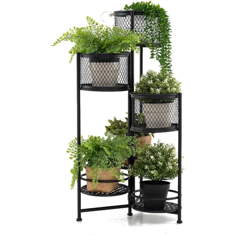 foto del prodotto goplus scaffale a 6 piani in metallo per piante, porta vaso pieghevole ad angolo, scaffale girevole per fioriere, scaffale multistrato per uso