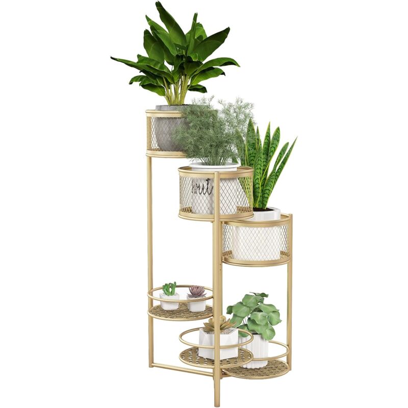 foto del prodotto goplus scaffale a 6 piani in metallo per piante, porta vaso pieghevole ad angolo, scaffale girevole per fioriere, scaffale multistrato per uso