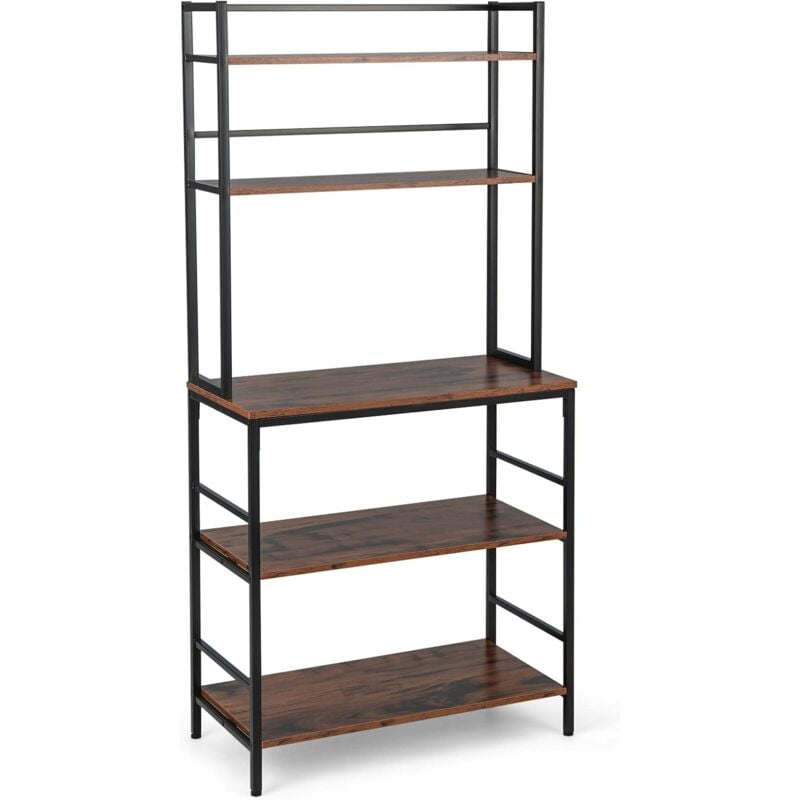 foto del prodotto goplus scaffale da cucina a 5 livelli, supporto per forno a microonde autoportante con dispositivo antiribaltamento, scaffale di stoccaggio con