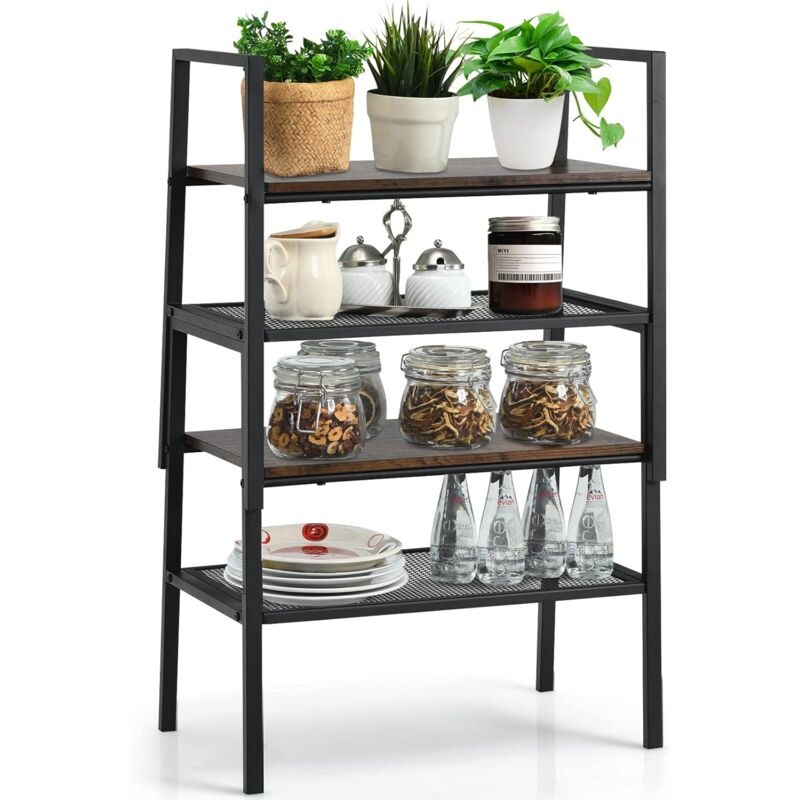 foto del prodotto goplus scaffale impilabile, scaffale salvaspazio con ampio spazio di stoccaggio, scaffale da cucina stile industriale impilabile, utilizzo
