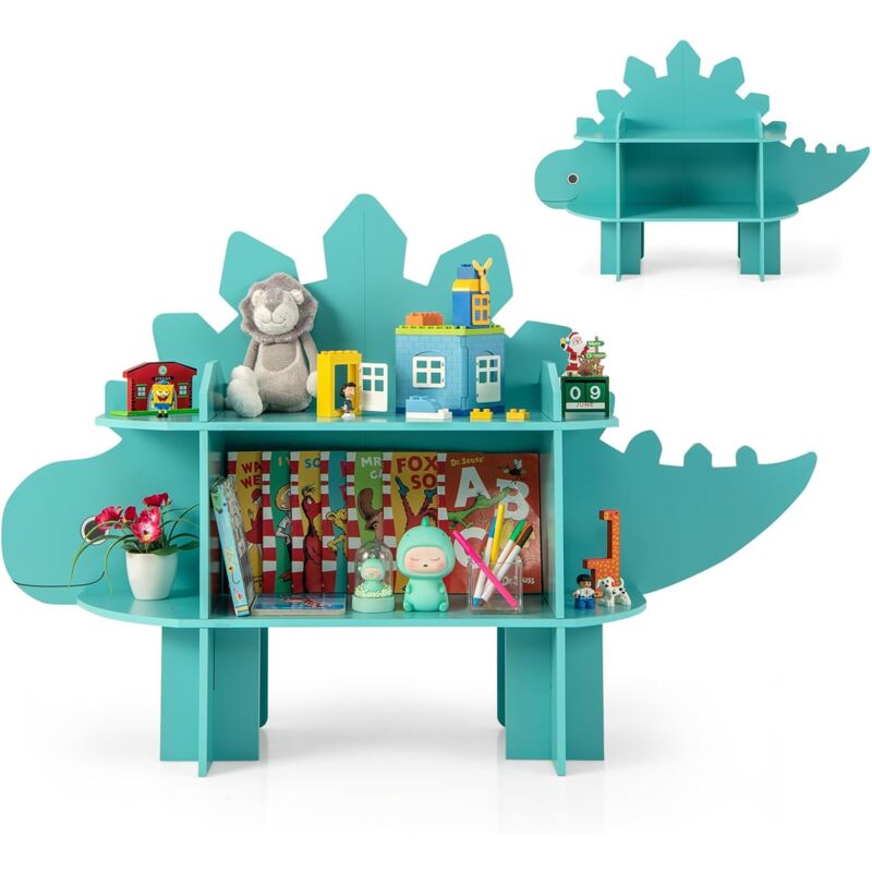 foto del prodotto goplus scaffale per bambini, libreria per bambini con ripiani aperti e dispositivi antiribaltamento, organizzatore di stoccaggio per camera da