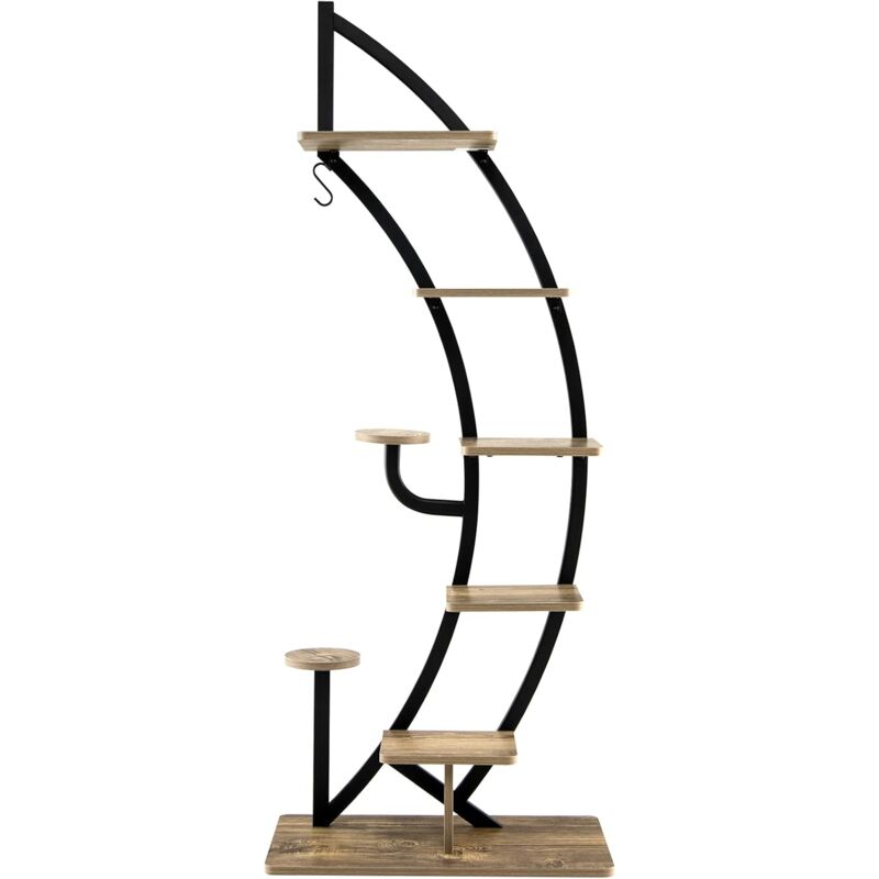 foto del prodotto goplus scaffale per piante a 7 livelli, portafiori a mezza luna con gancio, dispositivo antiribaltamento, per balcone, terrazza, giardino, 60 x 30
