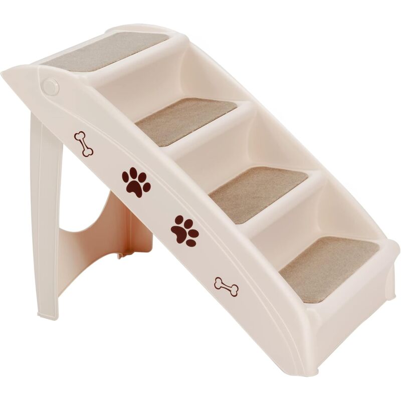 foto del prodotto goplus scaletta pieghevole per animali domestici, telaio in plastica resistente e leggero che sostiene fino a 60 kg, 4 gradini, fondo antiscivolo,
