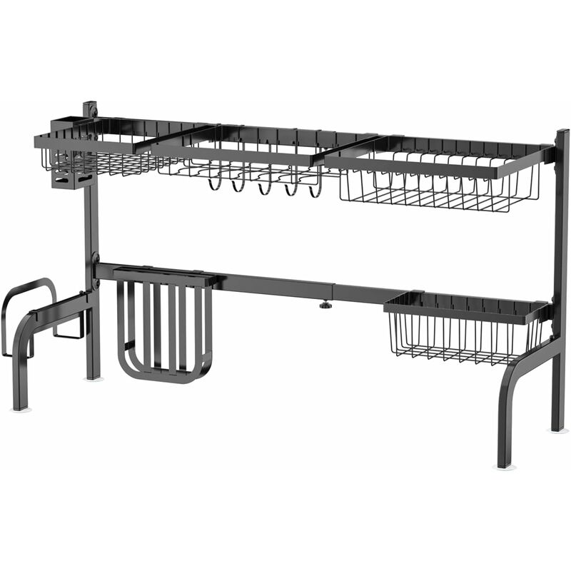 foto del prodotto goplus scolapiatti per cucina, mensola per lavello cucina, supporto per lavello telescopico regolabile, supporto con cestello regolabile,