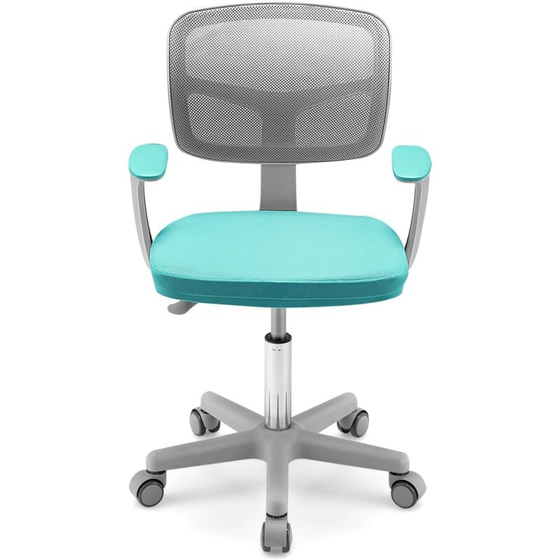 foto del prodotto goplus sedia da scrivania per bambini, carico 150 kg, sedia ergonomica, altezza regolabile, girevole a 360 blu verde 