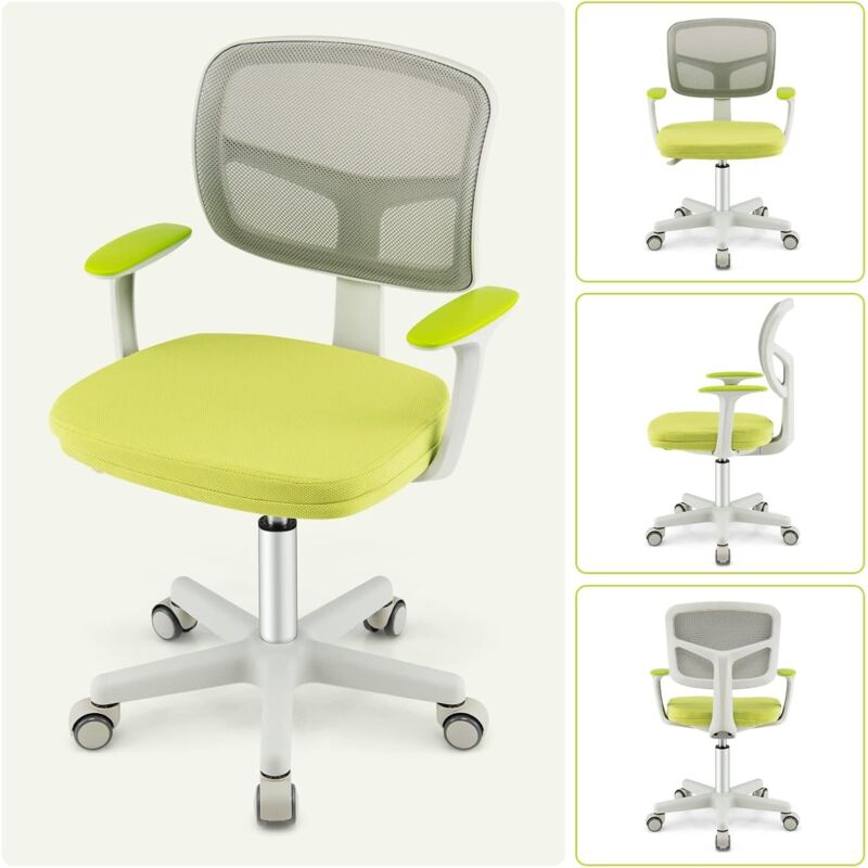 foto del prodotto goplus sedia da scrivania per bambini, carico 150 kg, sedia ergonomica, altezza regolabile, girevole a 360 verde 