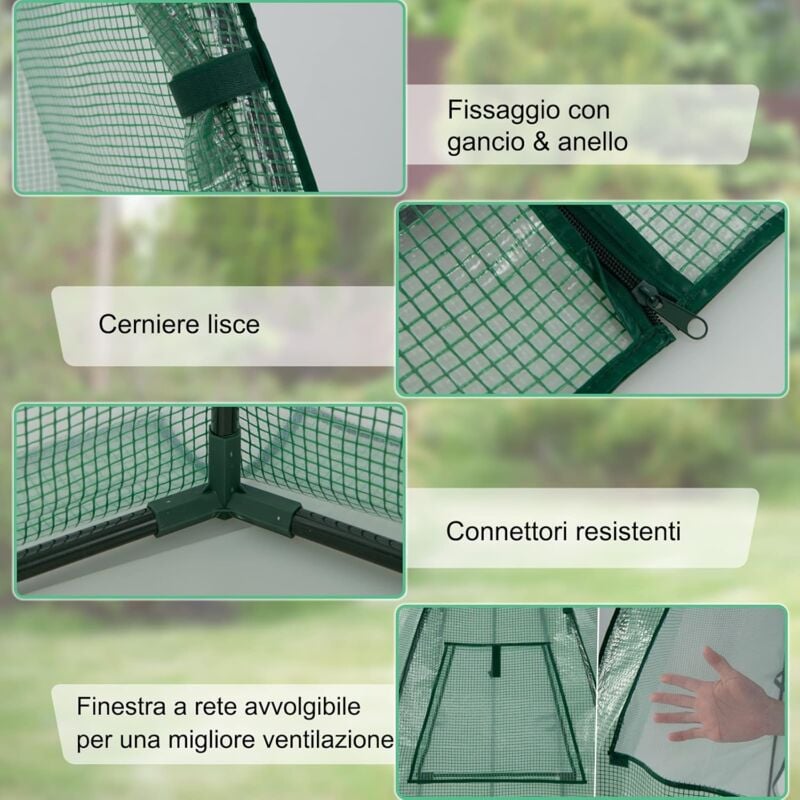 foto del prodotto goplus serra a pavimento con finestra e porta avvolgibili 160 x 160 x 183cm, serra esagonale, tenda per serra da interno per cortile, patio e